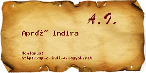 Apró Indira névjegykártya